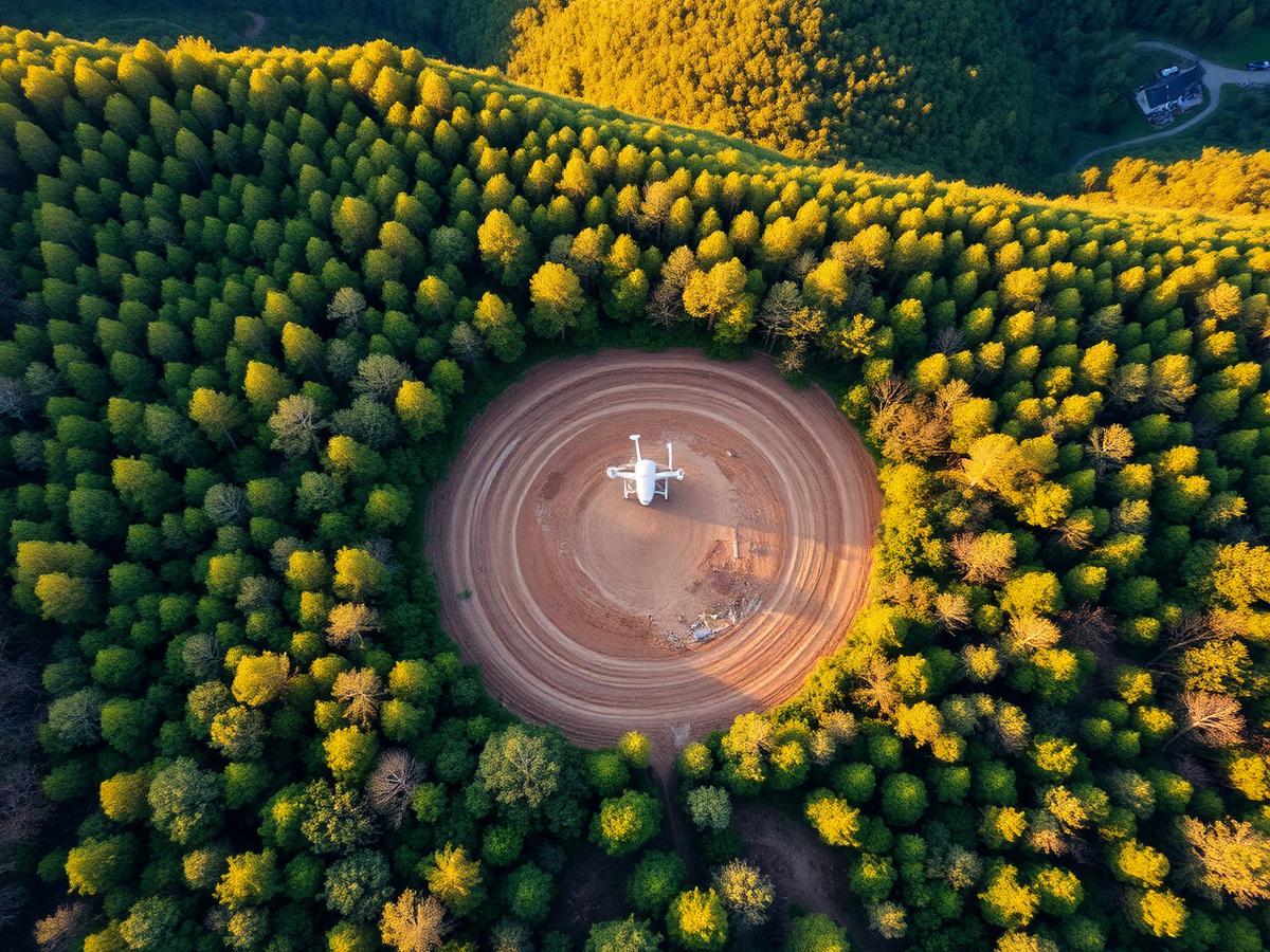 Aerial view of a buildable land parcel in north metro Atlanta